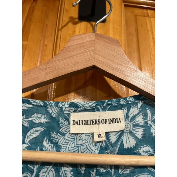 Women’s Daughters of India Kyra Dress in Ocean Blue Cotton Boho - Picture 3 of 7